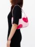 Heart Pattern Fuzzy Hobo Bag