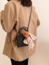 Mini Twilly Scarf & Pompom Decor Quilted Square Bag