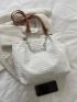 Textured Shoulder Tote Bag Fashionable Chain Decor Polyester