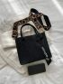 Letter Graphic Double Handle Square Bag With Bag Charm
