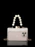 Mini Faux Pearl Beaded Chain Box Bag