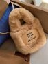 Mini Slogan Graphic Fluffy Square Bag