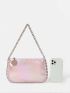 Holographic Square Bag Chain Decor PU Funky