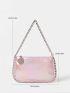 Holographic Square Bag Chain Decor PU Funky
