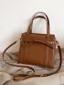Knot Decor Double Handle Square Bag