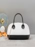 Mini Geometric Pattern Chain Dome Bag  Decor Shoulder Shell Bag, Chain Crossbody Zipper Purse