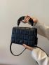 Geometric Embossed Flap Square Bag