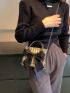 Mini Color Block Bow Decor Chain Square Bag