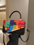 Color Block Flap Square Bag