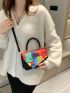 Color Block Flap Square Bag
