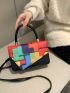 Color Block Flap Square Bag