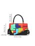 Color Block Flap Square Bag