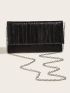 Metallic Ruched Panel Flap Chain Envelope Bag