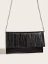 Metallic Ruched Panel Flap Chain Envelope Bag