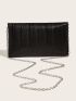 Metallic Ruched Panel Flap Chain Envelope Bag