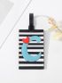 Striped & Letter Graphic Luggage Tag