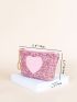 Geometric Pattern Zipper Pink Coin Purse for Women