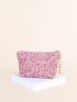 Geometric Pattern Zipper Pink Coin Purse for Women