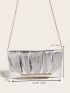 Metallic Ruched Design Clutch Bag