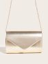 Metallic Flap Chain Square Bag