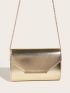 Metallic Chain Flap Square Bag