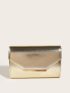 Metallic Chain Flap Square Bag