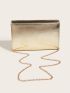 Metallic Chain Flap Square Bag