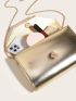 Metallic Chain Flap Square Bag