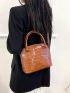 Crocodile Embossed Dome Bag