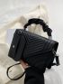 Chevron Flap Square Bag With Small Pouch