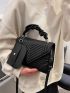 Chevron Flap Square Bag With Small Pouch