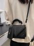 Chevron Flap Square Bag With Small Pouch