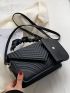 Chevron Flap Square Bag With Small Pouch