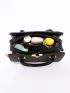 Tassel Decor Croc Embossed Satchel Bag, Mothers Day Gift For Mom