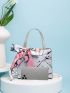 Mini Twilly Scarf Decor Marble Pattern Satchel Bag