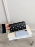 Faux Pearl & Studded Decor Long Wallet Zipper Around