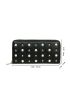 Faux Pearl & Studded Decor Long Wallet Zipper Around