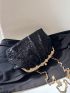 Sequin & Rhinestone Decor Chain Ruched Bag