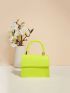 Mini Neon Lime Snakeskin Embossed Flap Square Bag