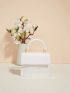 Mini Snakeskin Embossed Flap Chain Square Bag