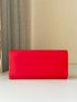 Neon-red Flap Chain Artificial Patent Leather Square Bag