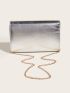 Metallic Metal Decor Chain Flap Square Bag
