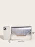 Metallic Metal Decor Chain Flap Square Bag