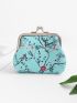 Floral Graphic Kiss Lock Coin Purse
