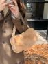 Braided Detail Fluffy Ruched Bag