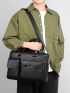 Light Luxury Business Handbag Briefcase PU Satchel Men Headphone Port Detail Large Capacity Laptop Handbag Briefcase
