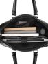 Light Luxury Business Handbag Briefcase PU Satchel Men Headphone Port Detail Large Capacity Laptop Handbag Briefcase