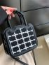 Mini Plaid Pattern Double Handle Square Bag