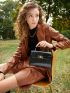evolu  Crocodile Embossed Square Bag
