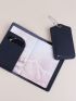 Metallic Airplane & Letter Graphic Passport Case & Luggage Tag